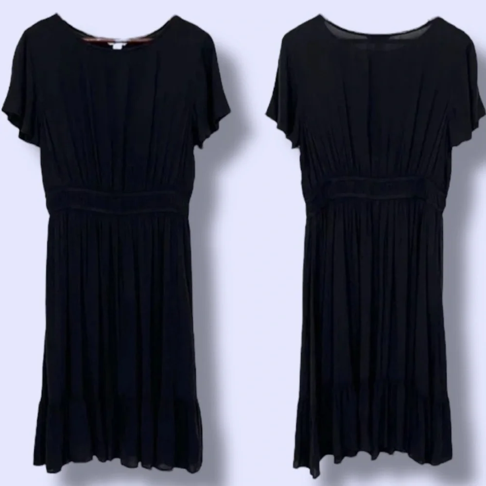 Croft & Barrow (Kohl’s) NWT Dress Mineral Black Flutter Sleeve Midi Women’s L